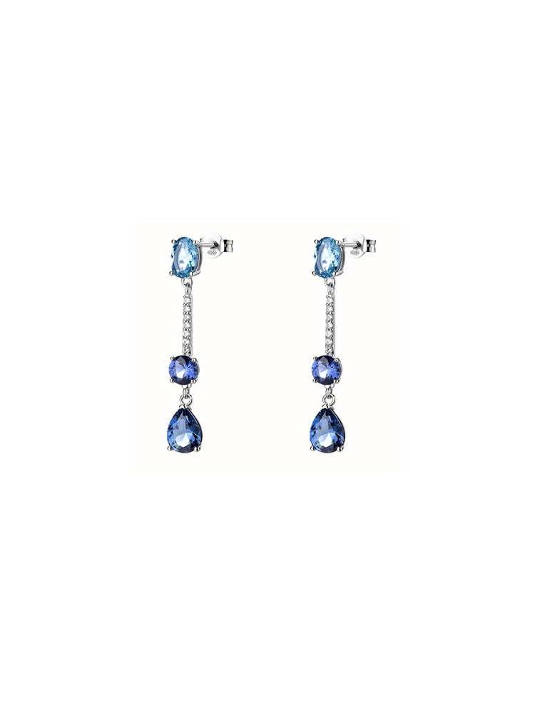 ORECCHINI DONNA IN ARGENTO PENDENTI CON ZIRCONI BLU FANCY BROSWAY