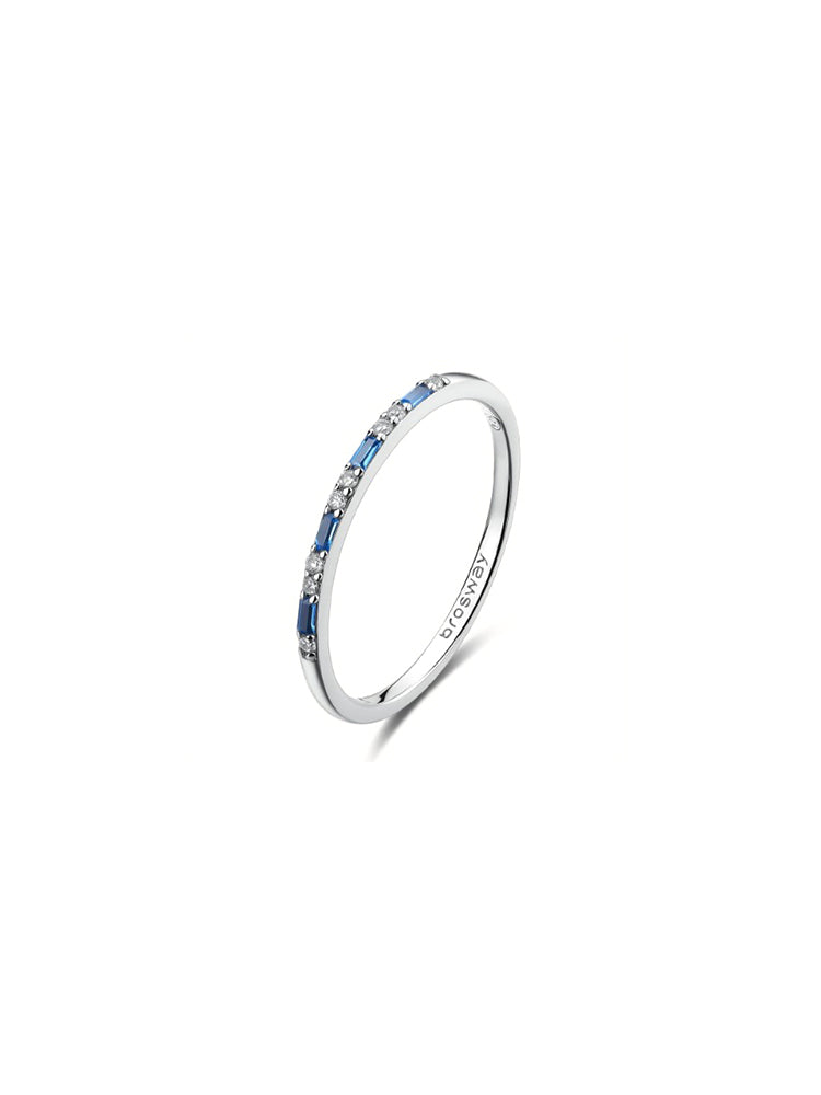 ANELLO DONNA VERETTA IN ARGENTO CON ZIRCONI BIANCHI E BLU MIS 20 FANCY BROSWAY
