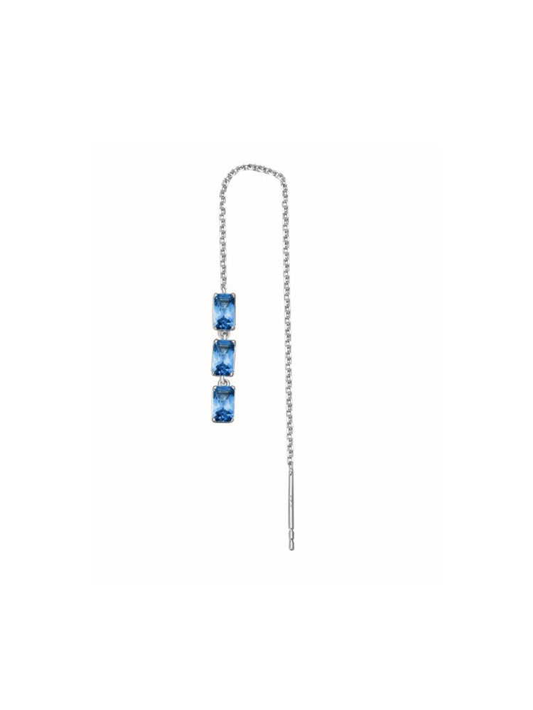 MONO ORECCHINO DONNA PENDENTE IN ARGENTO CON ZIRCONI BLU RETTANGOLARI FANCYBROSWAY