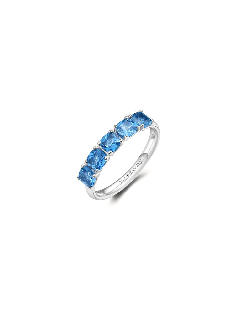 ANELLO DONNA IN ARGENTO CON ZIRCONI AZZURRI MISURA 14 FANCY BROSWAY