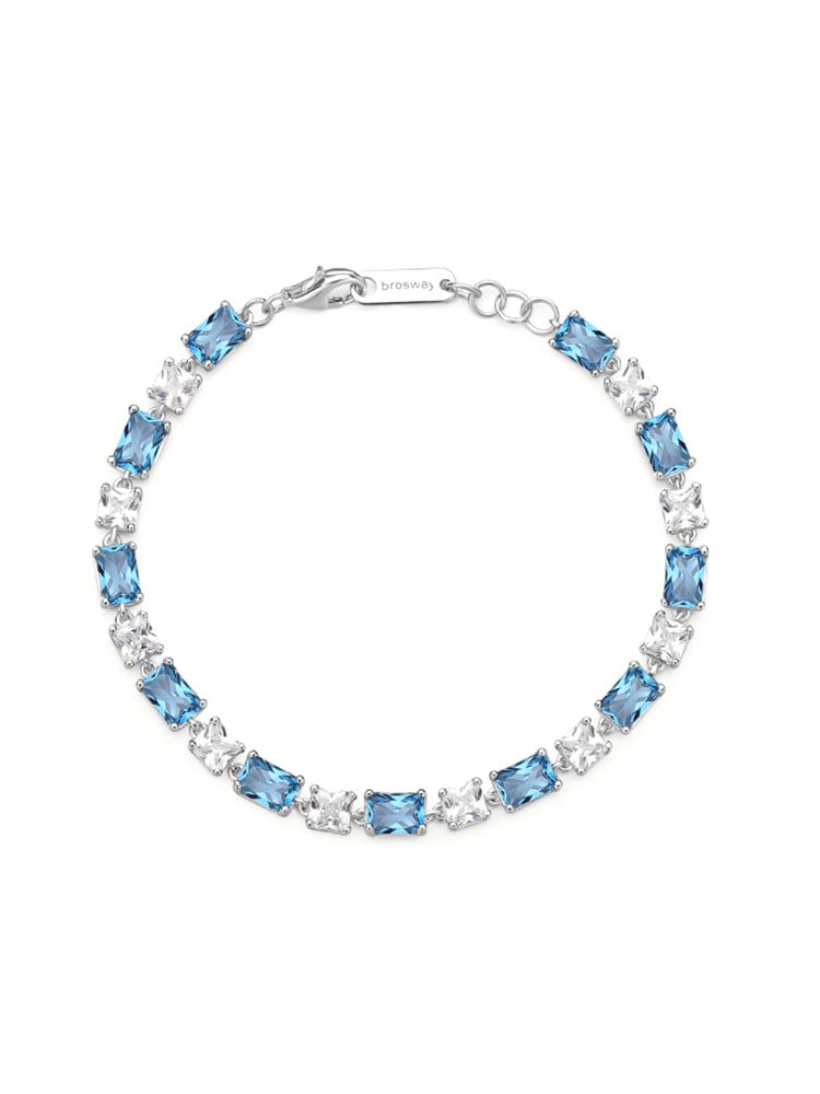 BRACCIALE DONNA MORBIDO FANCY IN ARGENTO CON ZIRCONI ALTERNATI BIANCHI E AZZURRI BROSWAY