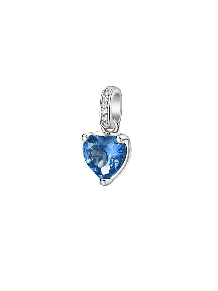 CHARM DONNA FANCY IN ARGENTO A CUORE CON ZIRCONE BLU BROSWAY