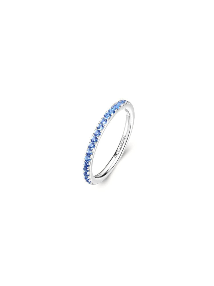 ANELLO DONNA FANCY IN ARGENTO CON PICCOLI ZIRCONI AZZURRI MISURA 14 BROSWAY