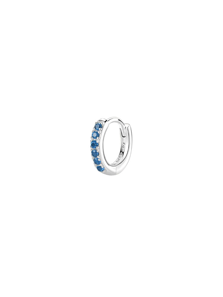 MONO ORECCHINO DONNA A CERCHIO FANCY IN ARGENTO CON ZIRCONI AZZURRI BROSWAY