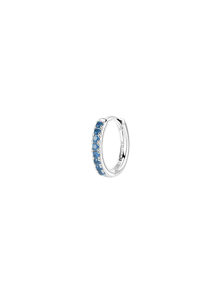MONO ORECCHINO DONNA A CERCHIO FANCY IN ARGENTO CON PICCOLI ZIRCONI AZZURRI BROSWAY