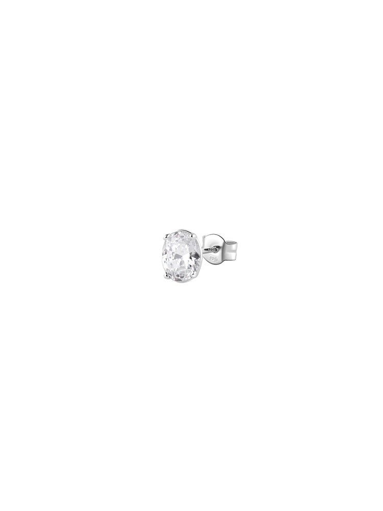 MONO ORECCHINO DONNA IN ARGENTO CON ZIRCONE OVALE BIANCO FANCY BROSWAY