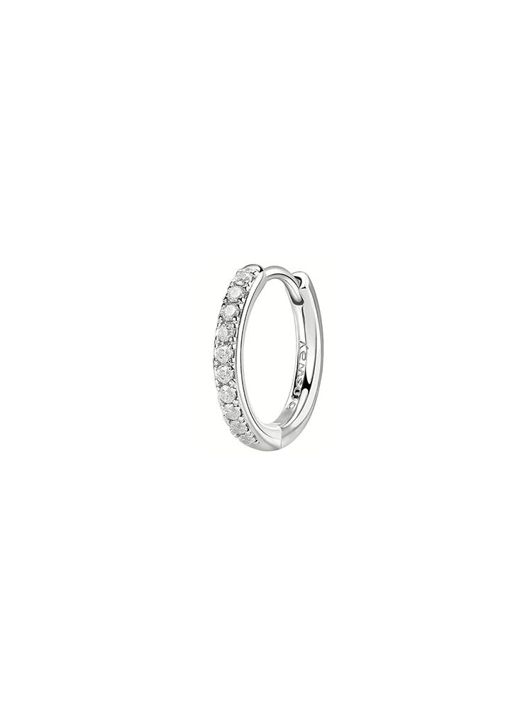 MONO ORECCHINO DONNA FANCY IN ARGENTO A CERCHIO CON ZIRCONI BIANCHI BROSWAY