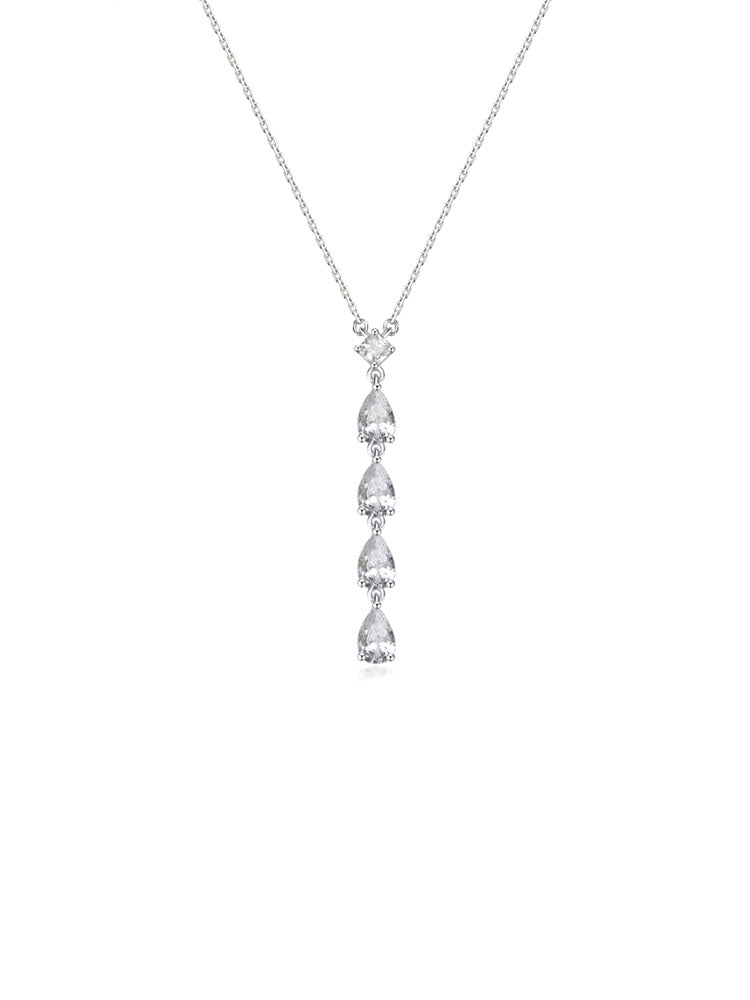 COLLANA DONNA IN ARGENTO CON ZIRCONI BIANCHI PENDENTI FANCY BROSWAY