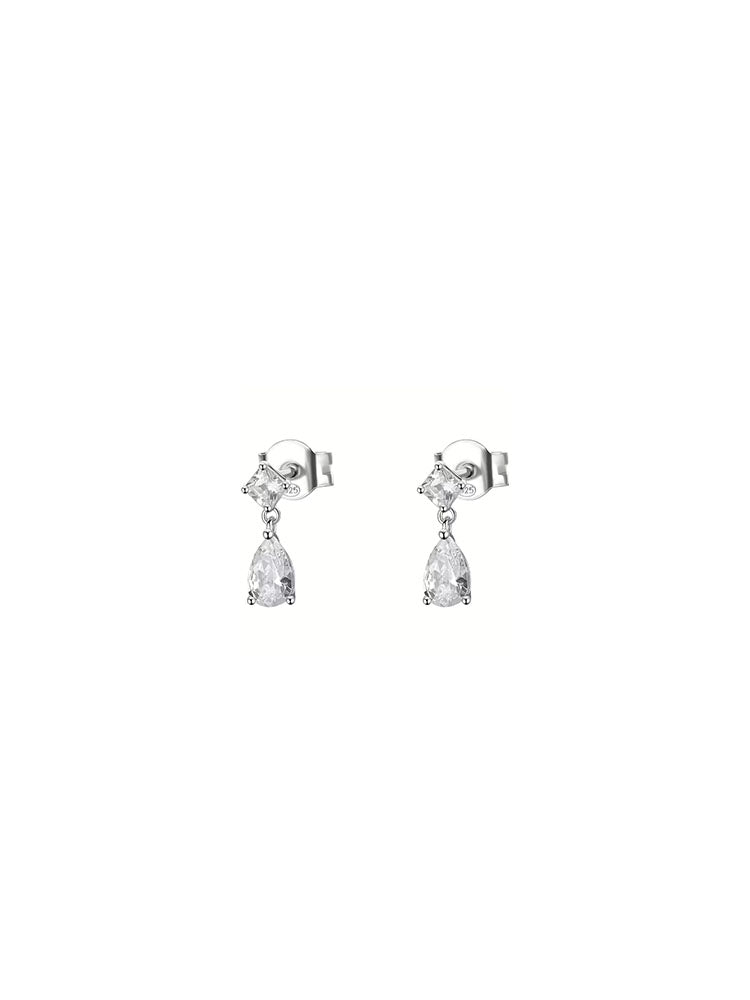 ORECCHINI DONNA IN ARGENTO CON PENDENTI A GOCCIA E ZIRCONI BIANCHI COLLEZIONE FANCY BROSWAY