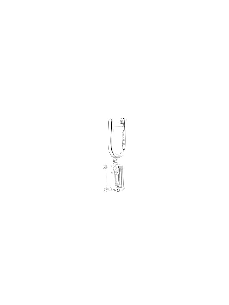 MONO ORECCHINO DONNA IN ACCIAIO PENDENTE CON CRISTALLO BAGUETTE BIANCO FANCY BROSWAY