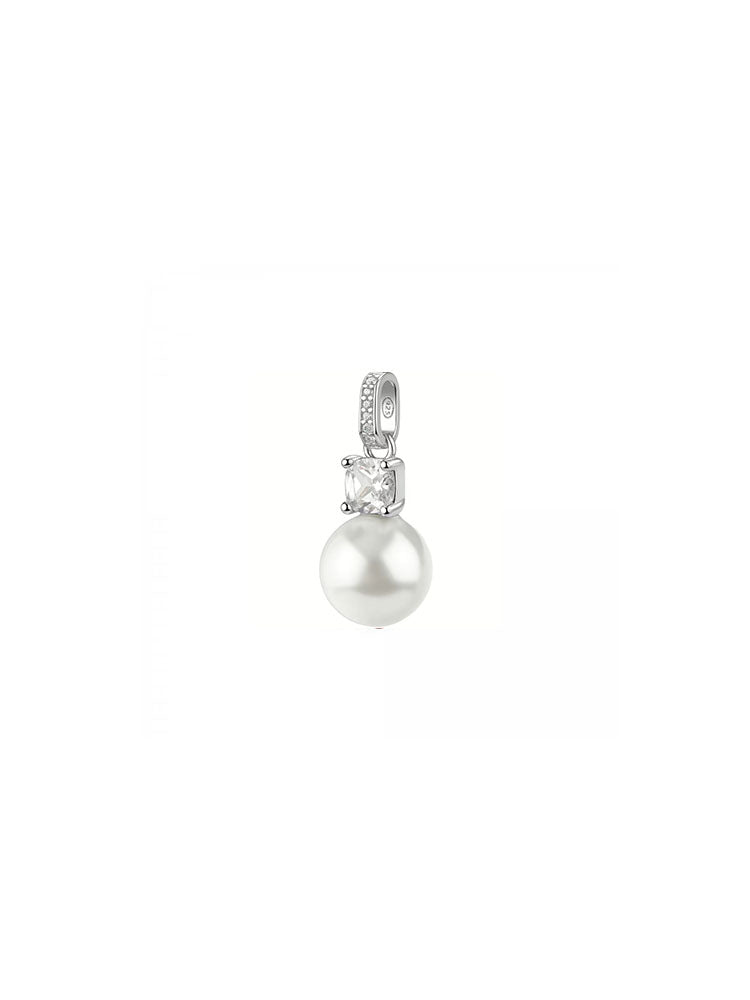 CHARM DONNA IN ARGENTO CON PENDENTE  PERLA E ZIRCONI BIANCHI FANCY BROSWAY
