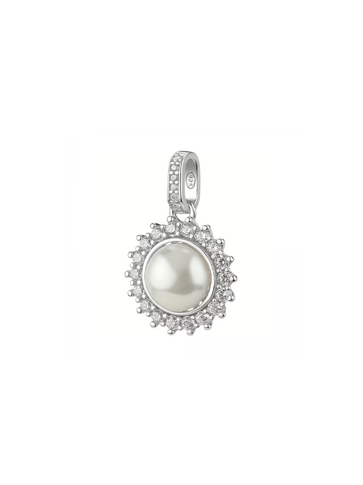 CHARM DONNA IN ARGENTO CON PERLA E ZIRCONI BIANCHI FANCY BROSWAY