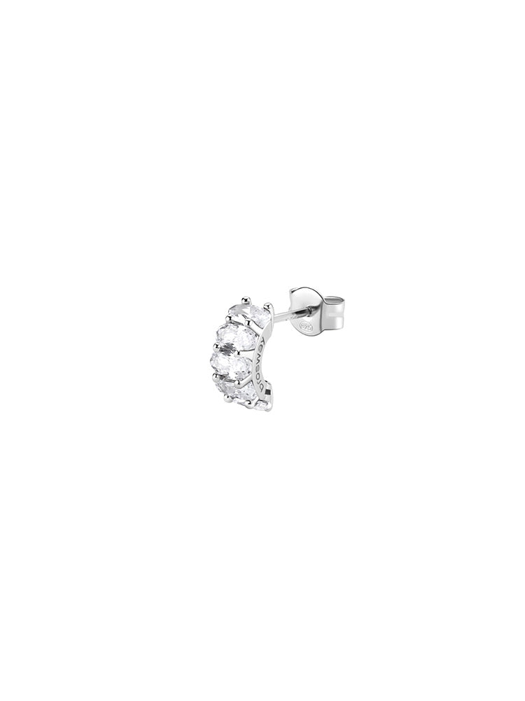 MONO ORECCHINO DONNA IN ARGENTO A CERCHIETTO CON ZIRCONI OVALI BIANCHI FANCY BROSWAY