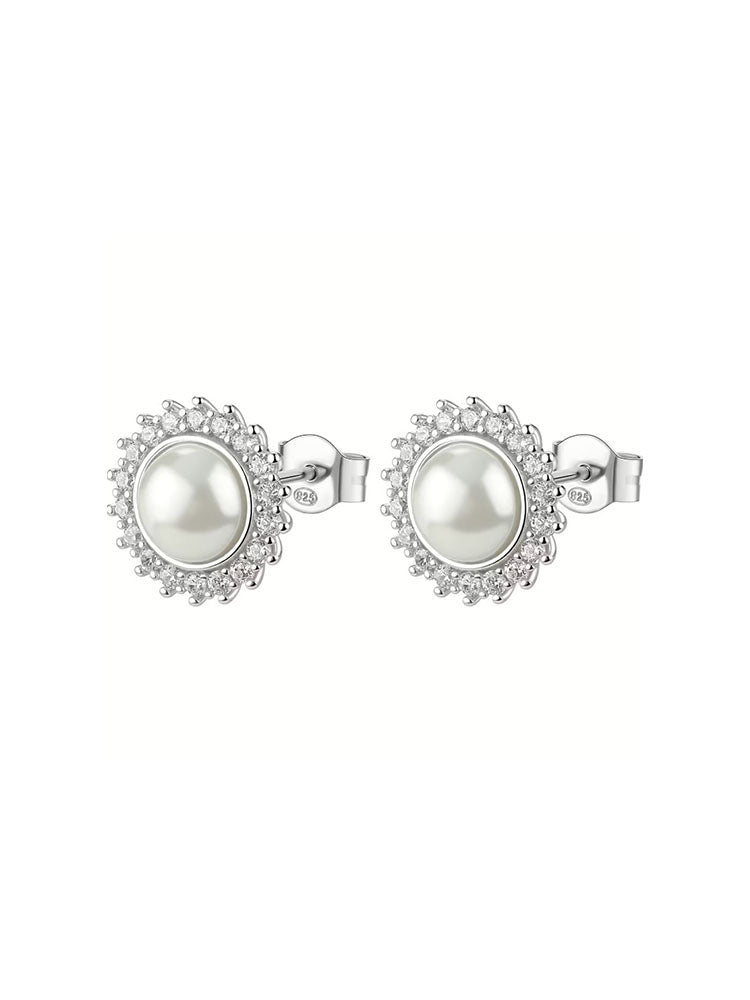 ORECCHINI DONNA IN ARGENTO CON PERLE E ZIRCONI BIANCHI FANCY BROSWAY