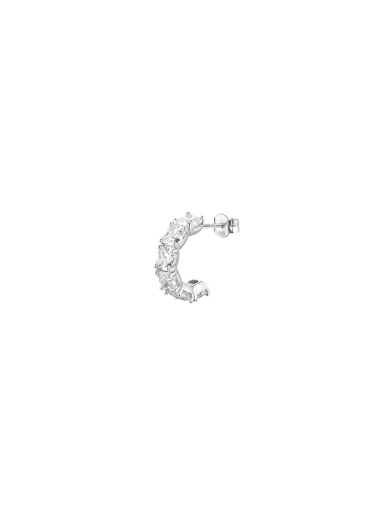 MONO ORECCHINO DONNA IN ARGENTO CON ZIRCONI CUSHION BIANCHI FANCY BROSWAY