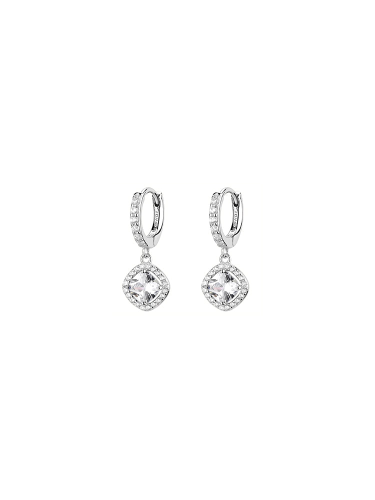 ORECCHINI DONNA A CERCHIO CON ZIRCONE BIANCO PENDENTE FANCY BROSWAY