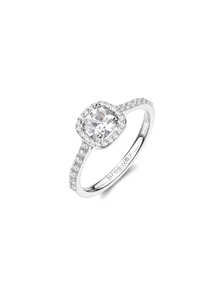 ANELLO DONNA IN ARGENTO CON ZIRCONI BIANCHI E ZIRCONE CENTRALE MIS 14 FANCY BROSWAY - Valentina Gioielli