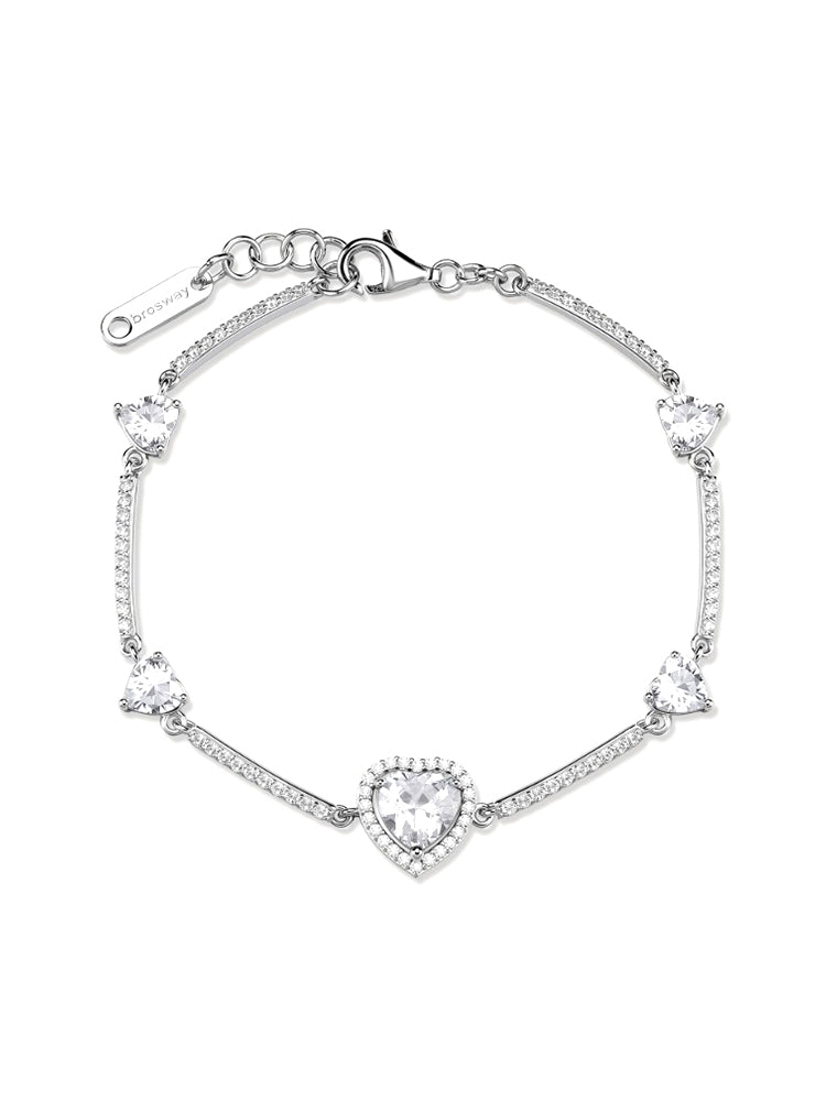 BRACCIALE DONNA IN ARGENTO CON ZIRCONE A CUORE BIANCO CENTRALE FANCY BROSWAY