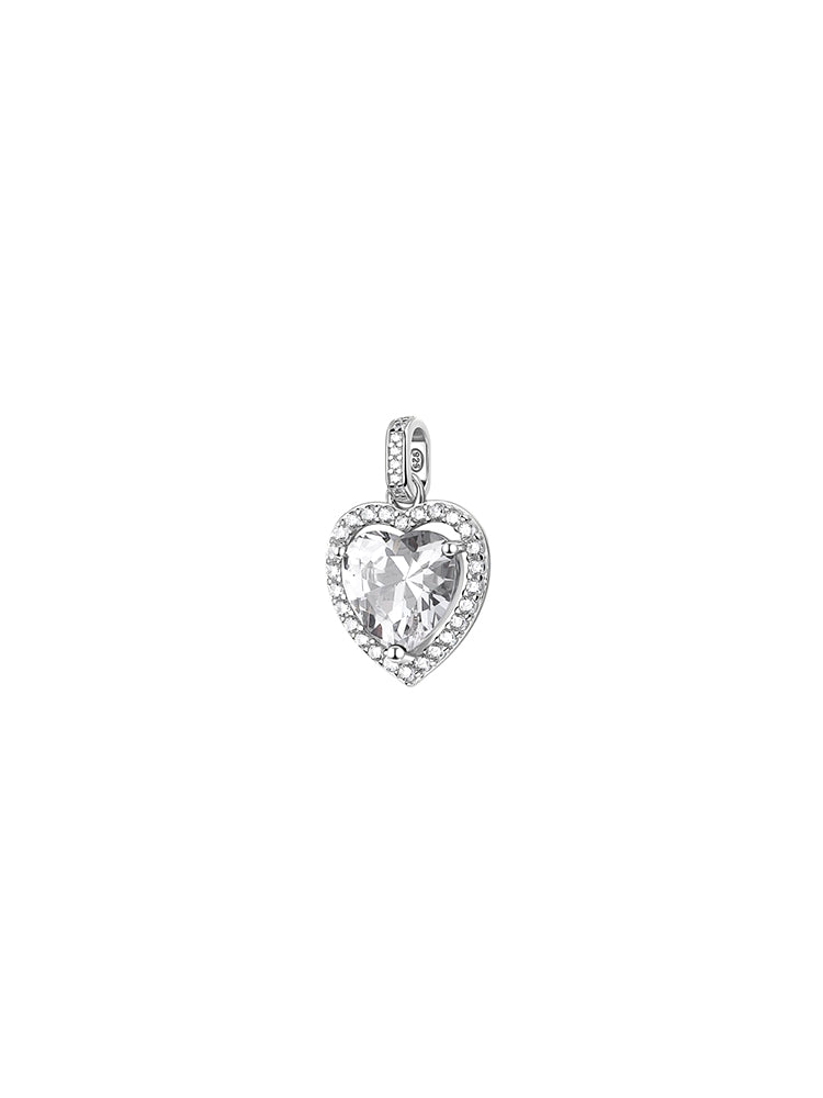 ORECCHINI DONNA IN ARGENTO A CUORE CON ZIRCONE BIANCO FANCY BROSWAY