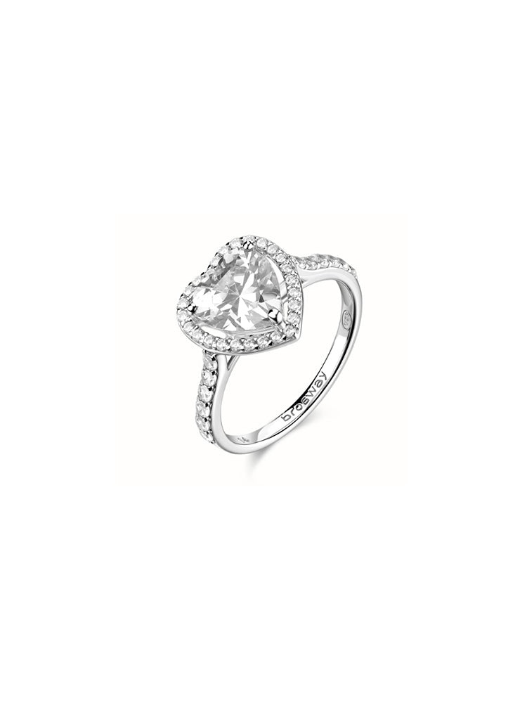 ANELLO DONNA CON ZIRCONE A CUORE CENTRALE BIANCO MIS 16 FANCY BROSWAY