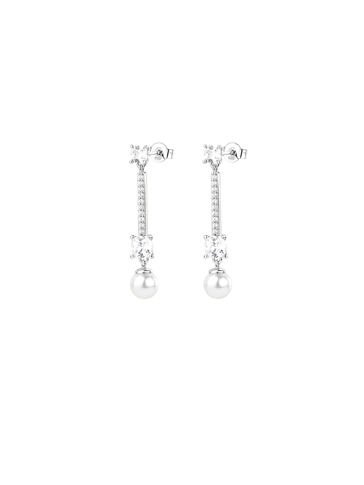 ORECCHINI DONNA PENDENTI IN ARGENTO CON ZIRCONI E PERLE FANCY BROSWAY