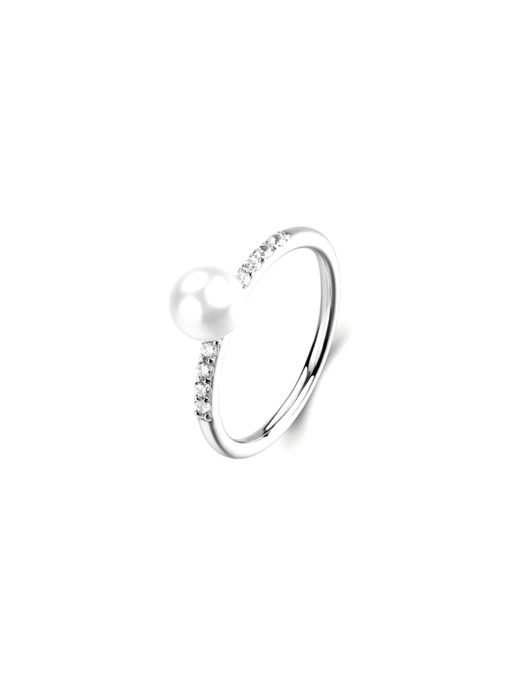 ANELLO DONNA IN ARGENTO CON PERLA CENTRALE MIS 14 FANCY BROSWAY
