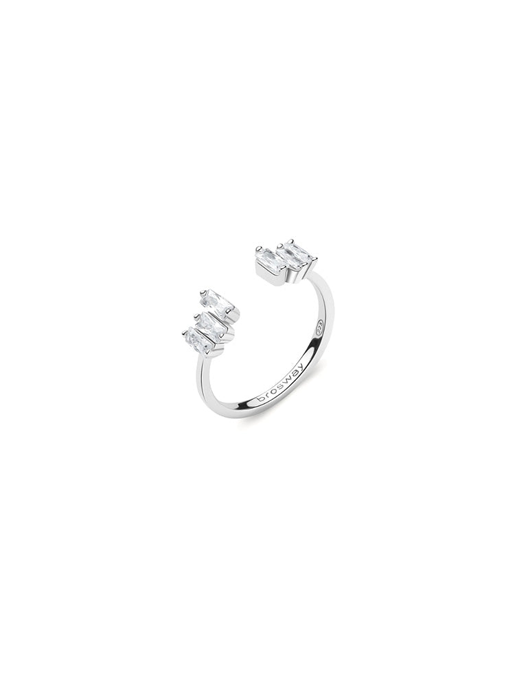 ANELLO DONNA IN ARGENTO CON ZIRCONI BAGUETTE BIANCHI MIS 14 FANCY BROSWAY