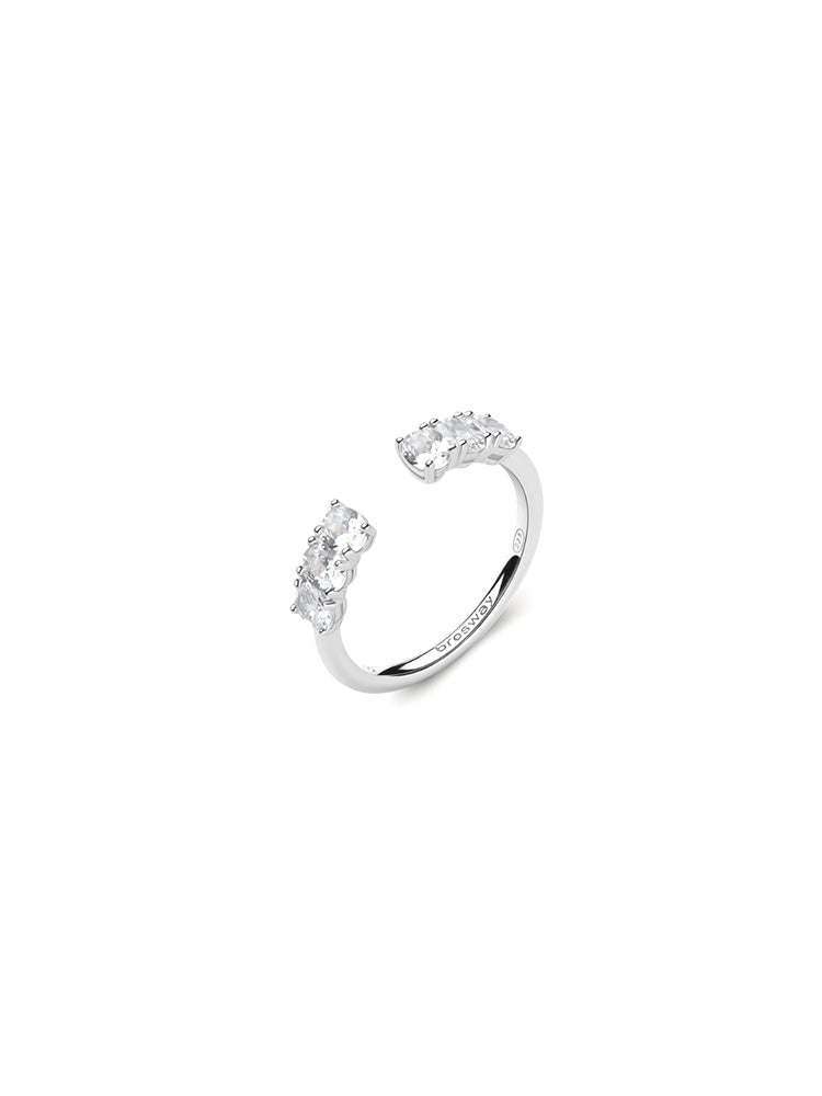ANELLO DONNA IN ARGENTO CON ZIRCONI OVALI BIANCHI MIS 10 FANCY BROSWAY