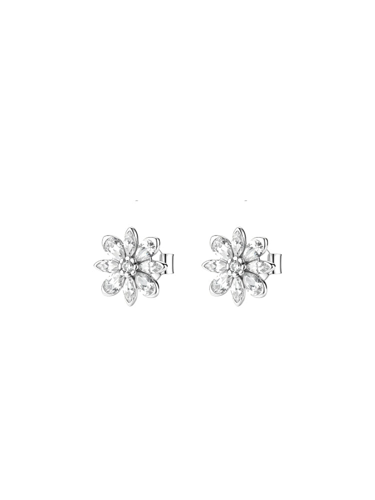 ORECCHINI DONNA A LOBO A FORMA DI FIORE CON ZIRCONI BIANCHI FANCY BROSWAY