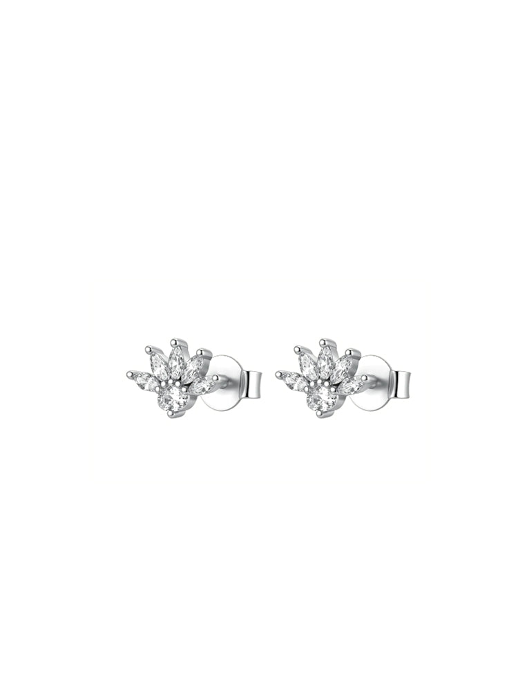 ORECCHINI DONNA A FIORE IN ARGENTO CON ZIRCONI BIANCHI FANCY BROSWAY