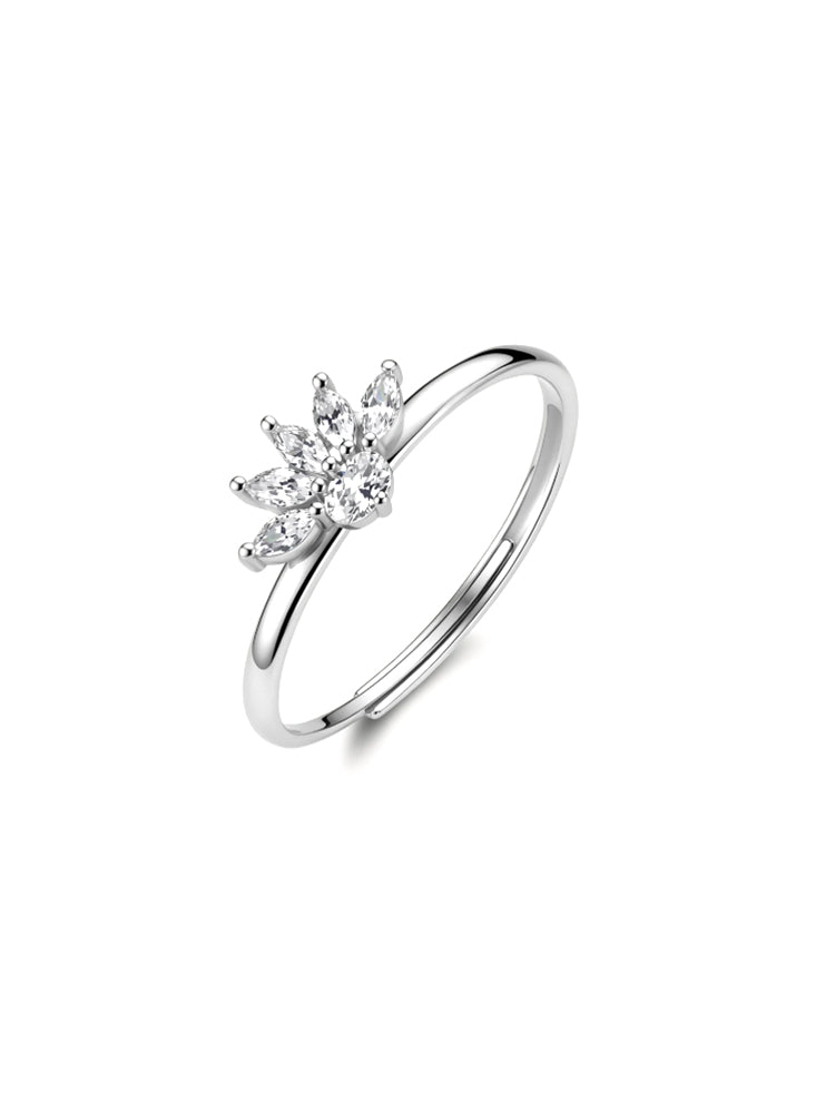 ANELLO DONNA IN ARGENTO CON FIORE DI ZIRCONI BIANCHI FANCY BROSWAY