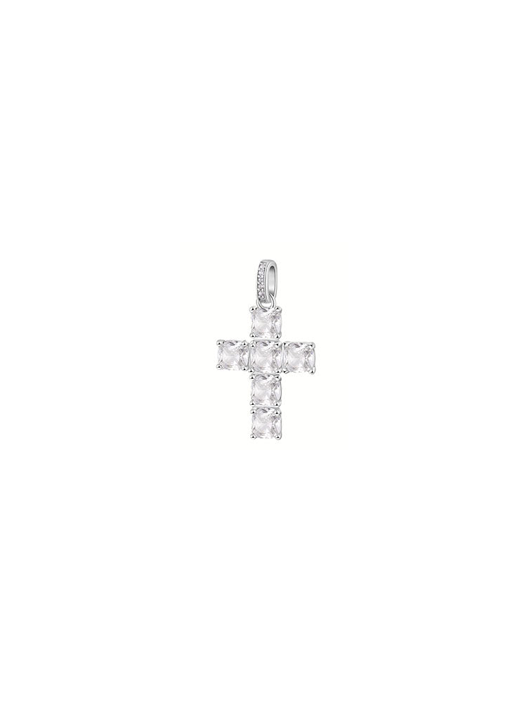 CHARM PENDENTE DONNA IN ARGENTO A FORMA DI CROCE CON ZIRCONI BIANCHI FANCY BROSWAY