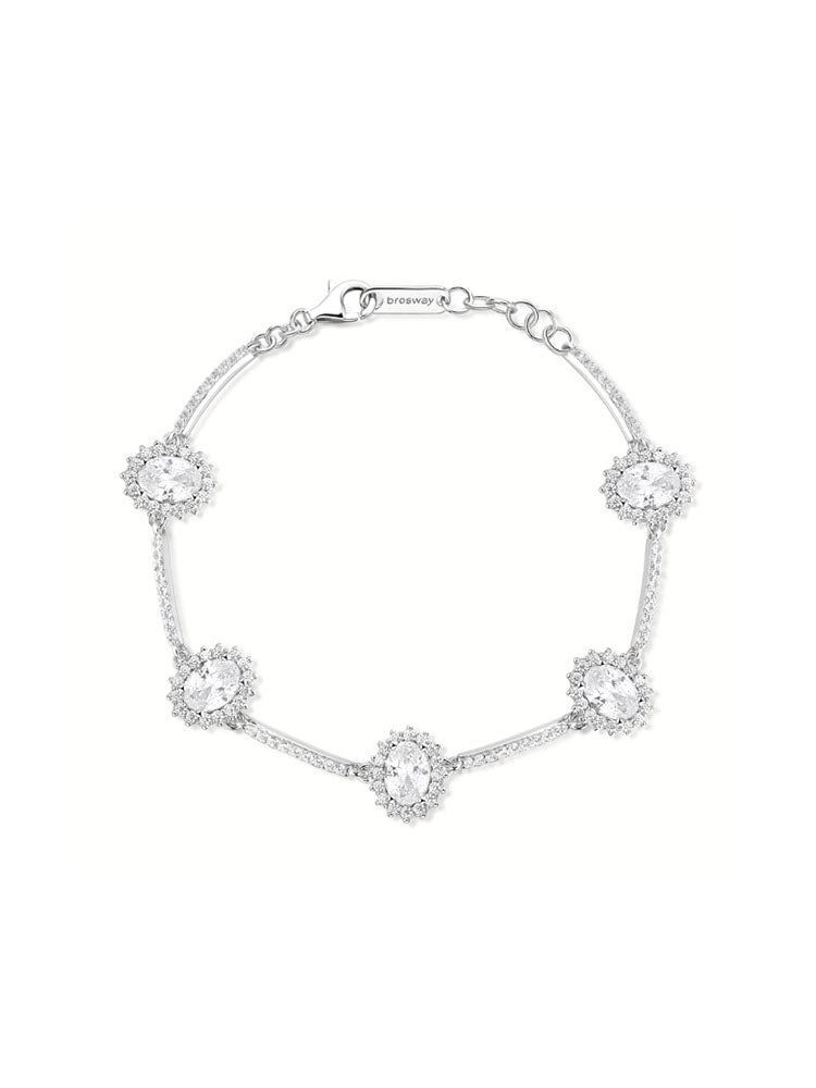 BRACCIALE DONNA CON ZIRCONI OVALI BIANCHI IN ARGENTO FANCY BROSWAY