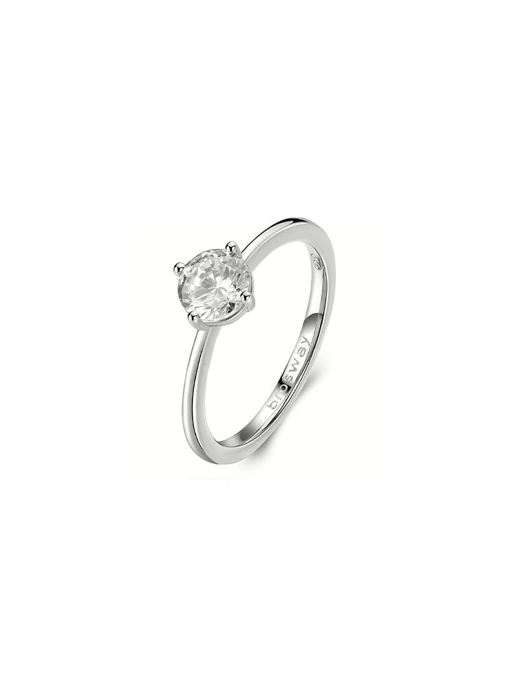 ANELLO DONNA SOLITARIO IN ARGENTO CON ZIRCONE BIANCO COLLEZIONE FANCY MIS 18 BROSWAY