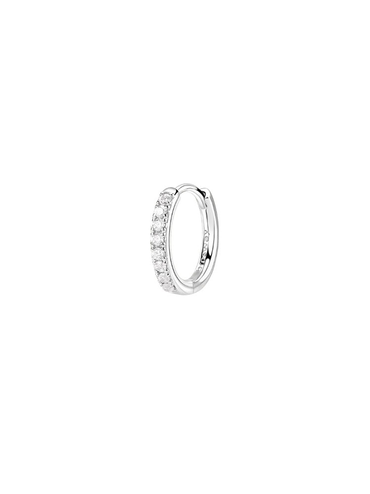 MONO ORECCHINO DONNA FANCY A CERCHIO IN ARGENTO CON PICCOLI ZIRCONI BIANCHI BROSWAY