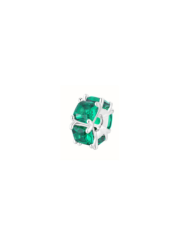 CHARM DONNA IN ARGENTO CON ZIRCONI CUSHION VERDI FANCY BROSWAY