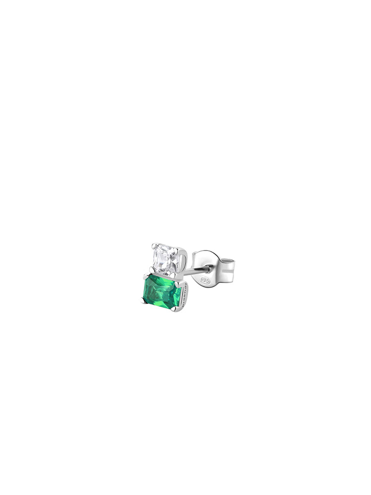 MONO ORECCHINO DONNA IN ARGENTO CON ZIRCONI BIANCHI E VERDI FANCY BROSWAY