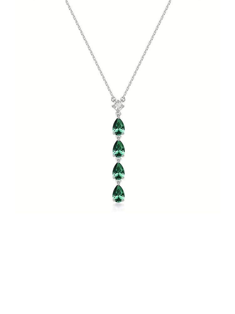 COLLANA DONNA IN ARGENTO CON PENDENTI CENTRALI A GOCCIA VERDI COLLEZIONE FANCY BROSWAY
