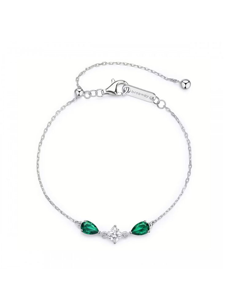 BRACCIALE DONNA IN ARGENTO FANCY CON ZIRCONI VERDI E BIANCHI CENTRALI BROSWAY