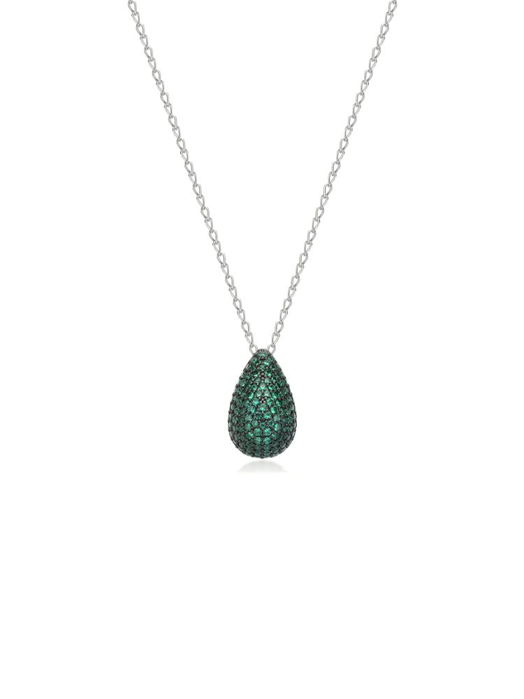 COLLANA DONNA IN ARGENTO CON PENDENTE A GOCCIA ZIRCONI VERDI FANCY BROSWAY