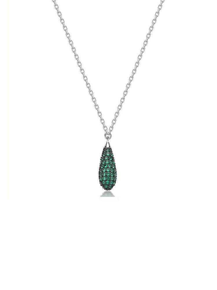 COLLANA DONNA IN ARGENTO FANCY PENDENTE A GOCCIA CON ZIRCONI VERDI BROSWAY