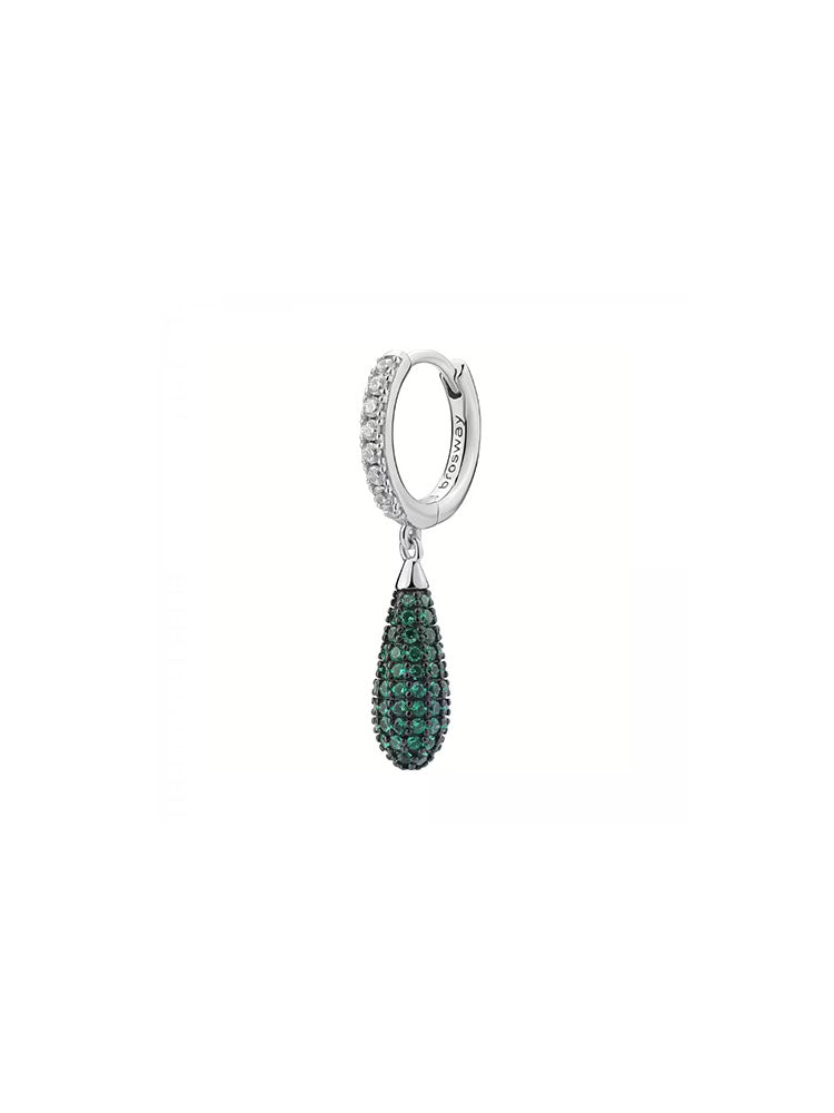 MONO ORECCHINO DONNA PENDENTE CON ZIRCONI BIANCHI E VERDI COLLEZIONE FANCY BROSWAY