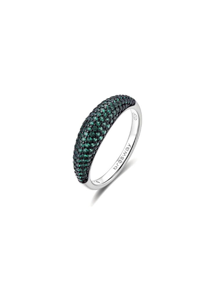 ANELLO DONNA IN ARGENTO CON ZIRCONI VERDI MISURA 16 COLLEZIONE FANCY BROSWAY