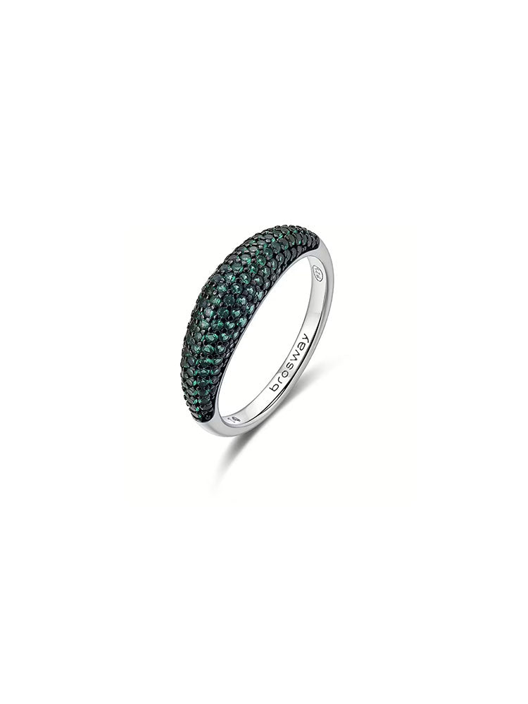 ANELLO DONNA IN ARGENTO CON ZIRCONI VERDI COLLEZIONE FANCY MISURA 18 BROSWAY