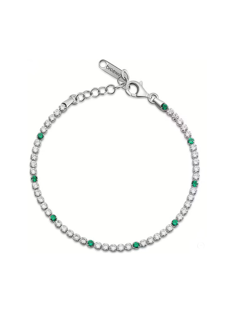 BRACCIALE DONNA TENNIS IN ARGENTO CON ZIRCONI BIANCHI E VERDI FANCY BROSWAY