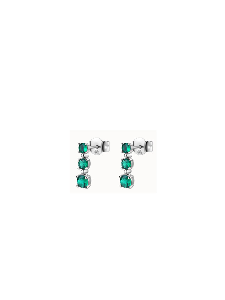ORECCHINI DONNA TRILOGY PENDENTI IN ARGENTO CON ZIRCONI VERDI FANCY BROSWAY
