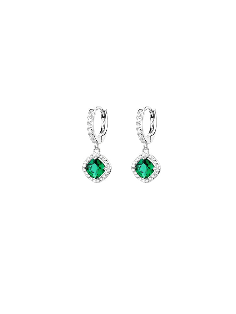 ORECCHINI DONNA A CERCHIO CON ZIRCONE VERDE PENDENTE FANCY BROSWAY