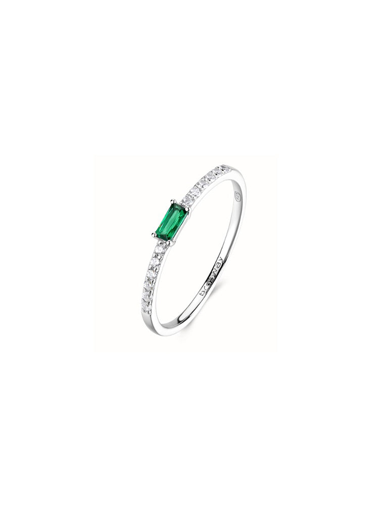 ANELLO DONNA IN ARGENTO CON ZIRCONE VERDE MIS 16 FANCY BROSWAY
