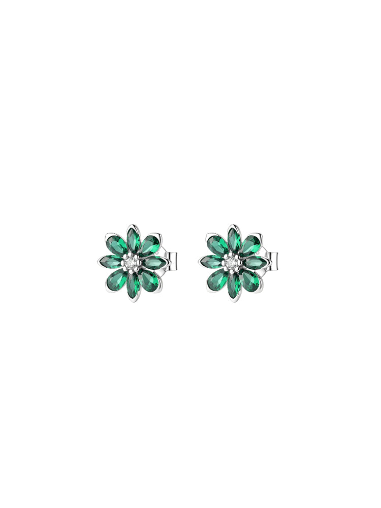 ORECCHINI DONNA A FIORE CON ZIRCONI VERDE FANCY BROSWAY