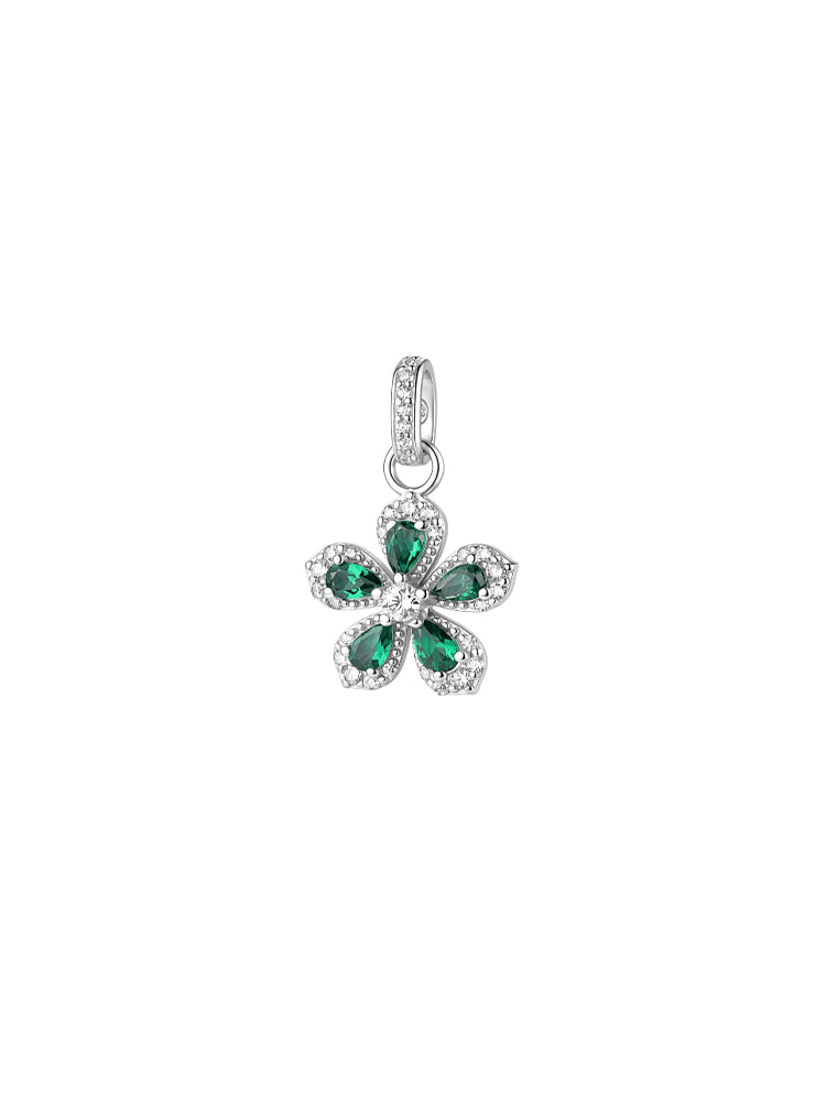 CHARM DONNA A FIORE IN ARGENTO CON ZIRCONI VERDI E BIANCHI FANCY BBROSWAY